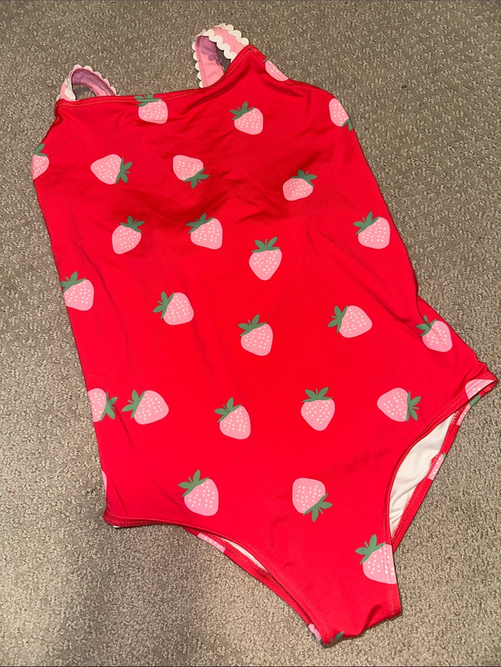 EUC! TBBC Red Strawberry Print One-Piece Swimsuit
